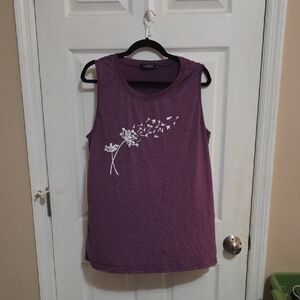 Elegant Purple Muscle Tee with White Floral Print